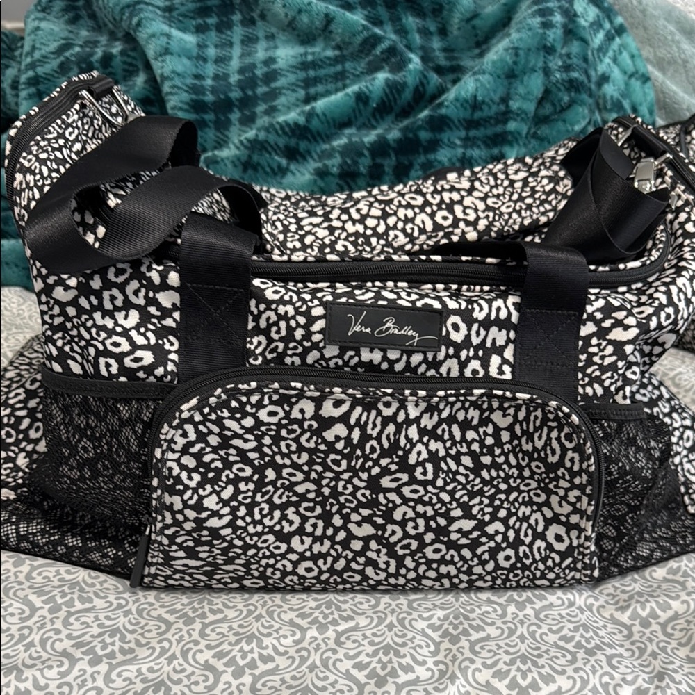 Vera Bradley Black and White Travel Bag Leopard Print